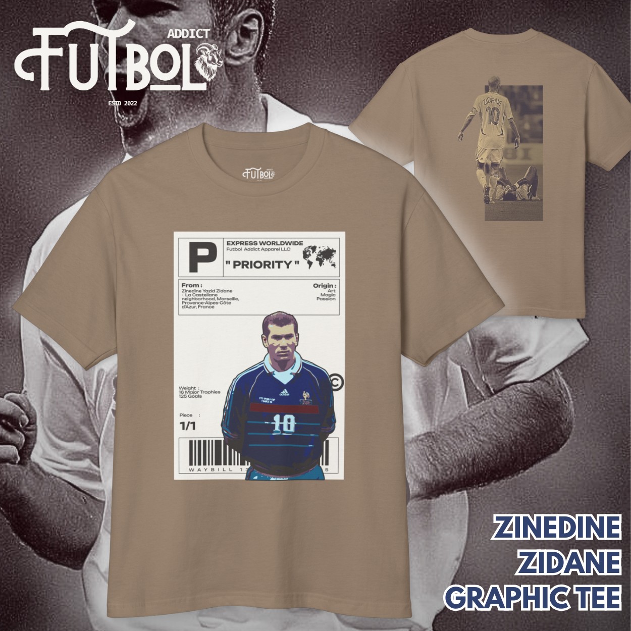 Zinedine Zidane Vintage Graphic Tee - Iconic Soccer Fan Shirt for Collectors