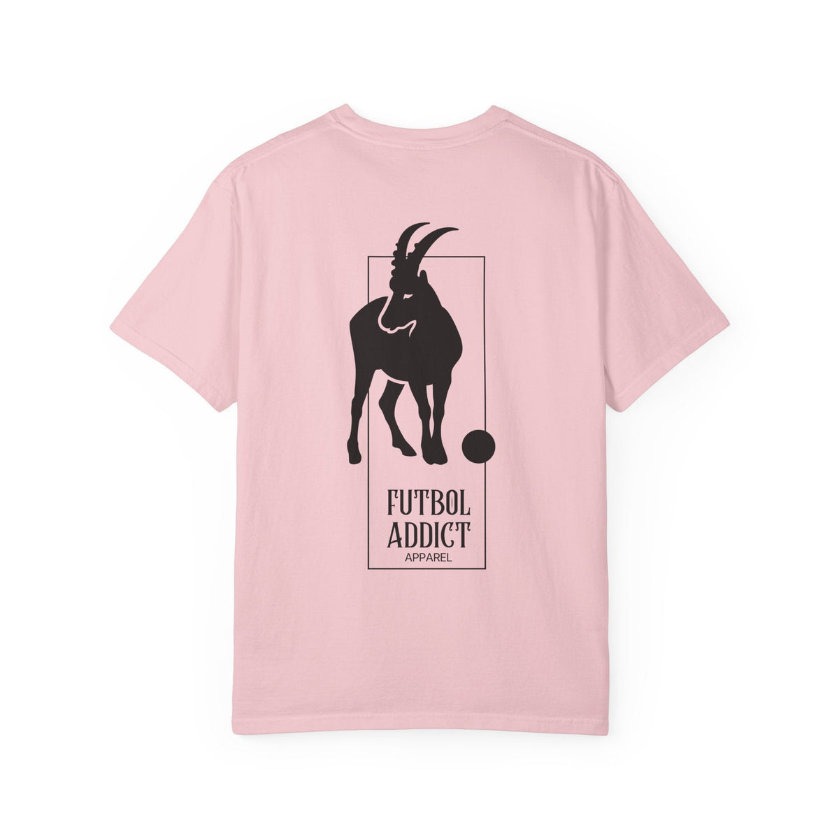Futbol Addict light pink oversized cotton t-shirt featuring a black goat graphic print on the back