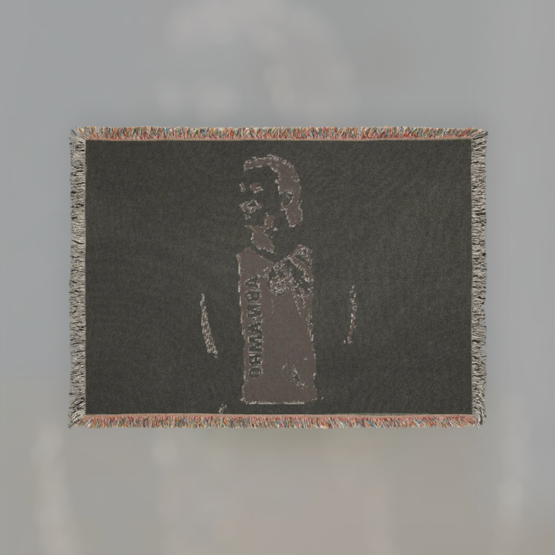 Futbol Addict Zlatan Ibrahimović woven cotton blanket with colorful fringed edges and a portrait design.
